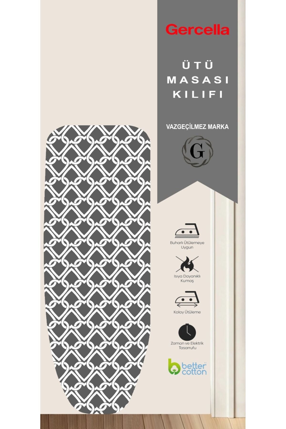 LOTUS GREY 50X140 ( M SİZE) ÜTÜMASASI KILIFI ÖRTÜSÜ BEZİ IRONING BOARD COVER