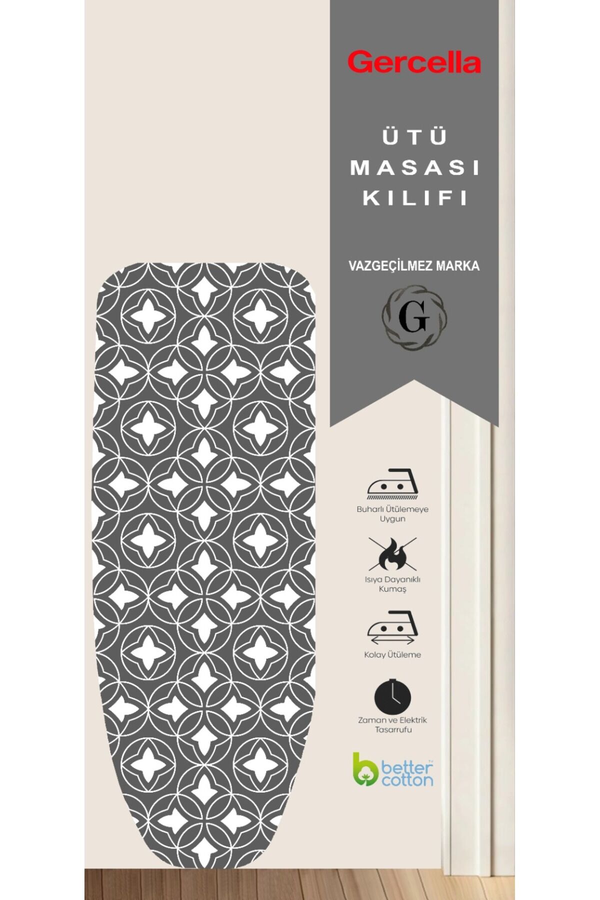 LODOS GREY 54x140 cm ( M SİZE) ÜTÜ MASASI KILIFI IRONING BOARD COVER ÜTÜ MASASI VE AKSESUARLARI