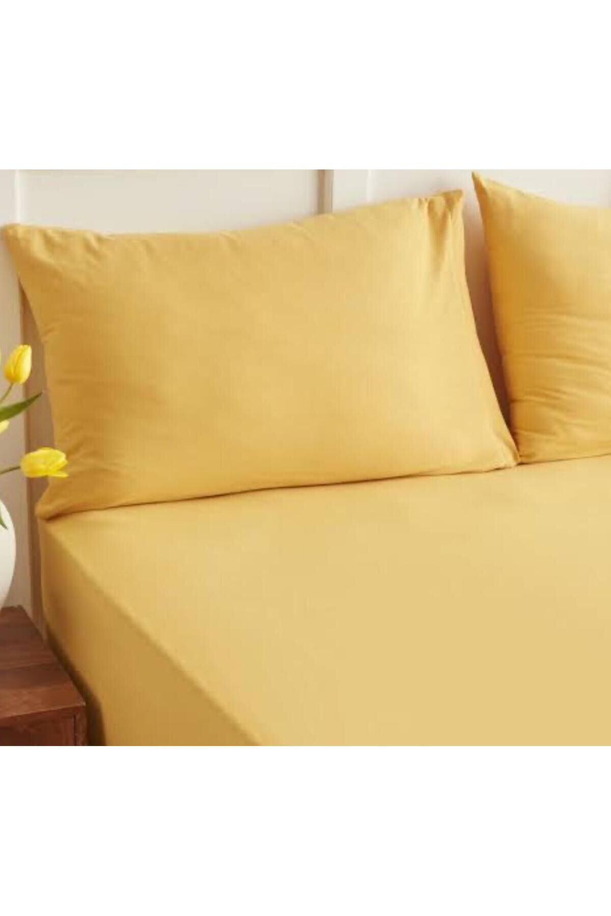 PREMİUM %100 COTTON SARI 100x200+30 LASTİKLİ ÇARŞAF BED SHEET