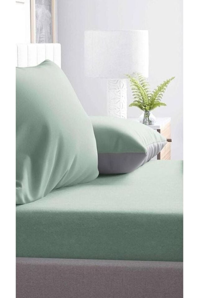 %100 Cotton (PAMUK) 150x240 Cm Tek Kişilik Açık Petrol Düz Çarşaf