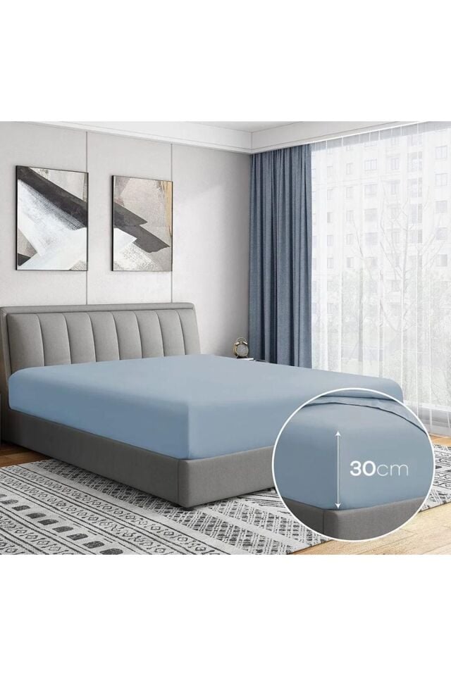 180x200+30cm MAVİ ÇİFT KİŞİLİK ÇARŞAF