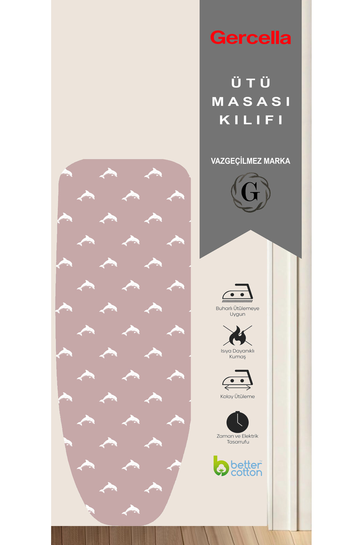 COMFORT YUNUS A.PEMBE ÜTÜ MASASI KILIFI BEZİ ÖRTÜSÜ IRONING BOARD COVER EV GEREÇLERİ Gül Kurusu