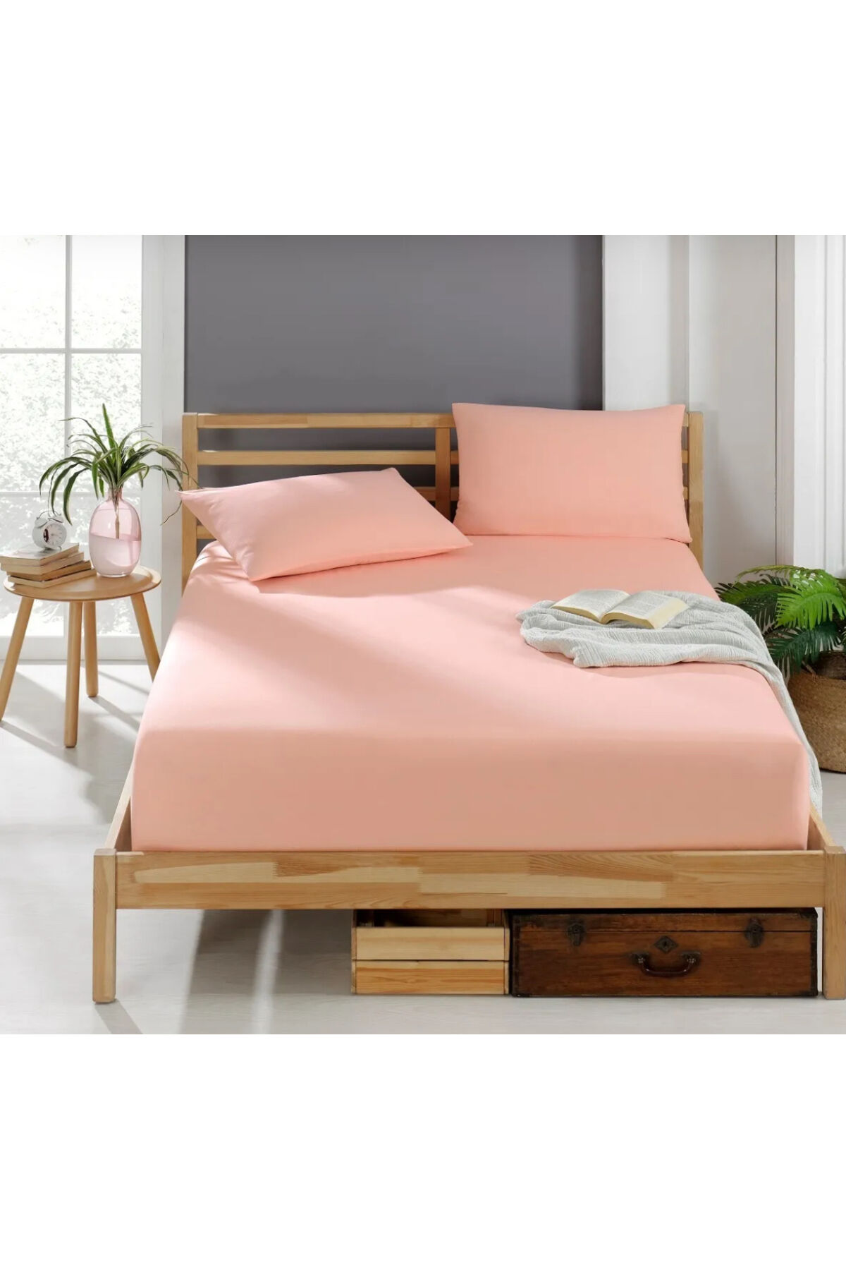 %100 COTTON (PAMUK) 120x200+30 cm  FİTTED (LASTİKLİ) TEK KİŞİLİK ÇARŞAF BED SHEETT Pembe