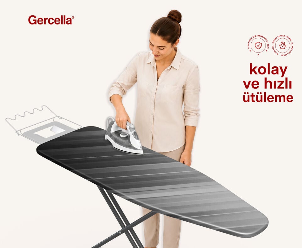(HEDİYELİ)GERCELLA NOVA GRİ ÜTÜ MASASI KILIFI BEZİ ÖRTÜSÜ ÜTÜ MASASI VE AKSESUARI IRONING BOARD COVER