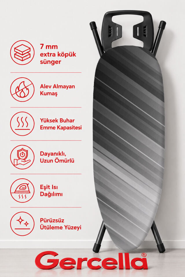 (HEDİYELİ)GERCELLA NOVA GRİ ÜTÜ MASASI KILIFI BEZİ ÖRTÜSÜ ÜTÜ MASASI VE AKSESUARI IRONING BOARD COVER