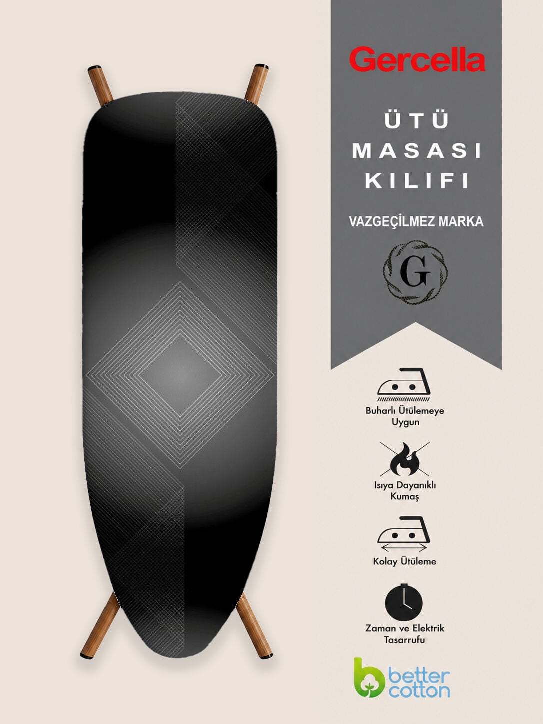 (HEDİYELİ) SİLVER GRİ ÜTÜ MASASI KILIFI BEZİ ÖRTÜSÜ IRONİNG BOARD COVER ÜTÜ MASASI VE AKSESUARI