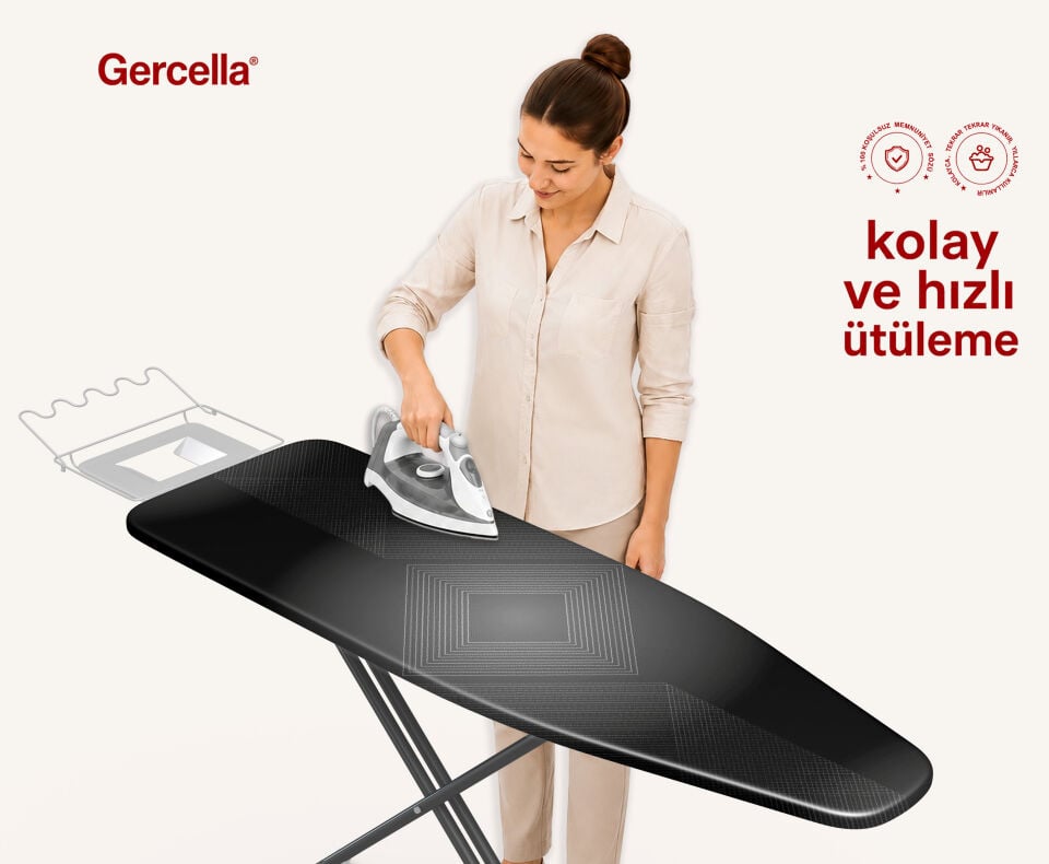 (HEDİYELİ) SİLVER GRİ ÜTÜ MASASI KILIFI BEZİ ÖRTÜSÜ IRONİNG BOARD COVER ÜTÜ MASASI VE AKSESUARI