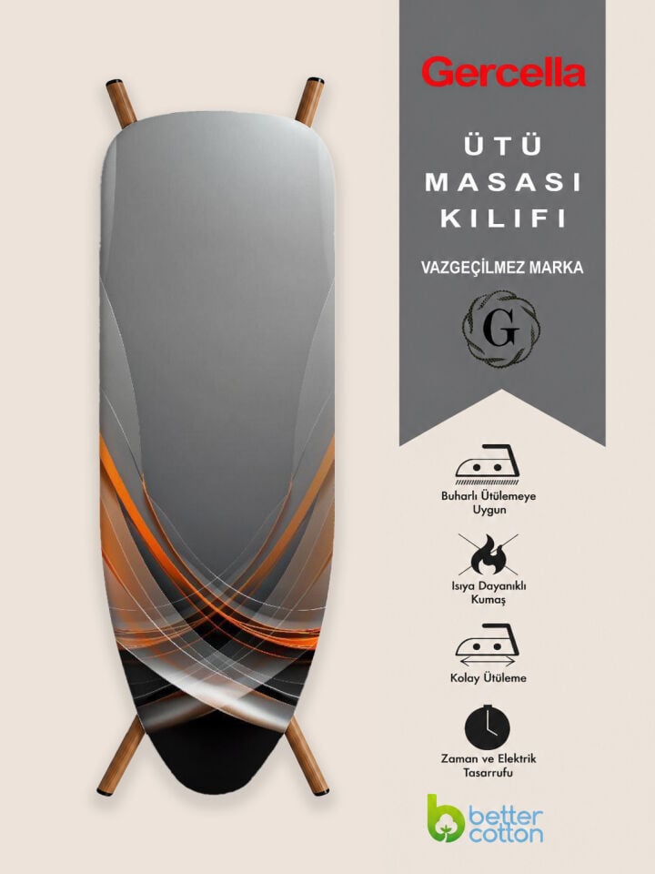 (HEDİYELİ)GERCELLA NUMBER ONE TURUNCU ÜTÜ MASASI KILIFI BEZİ ÖRTÜSÜ ÜTÜ MASASI VE AKSESUARI IRONING BOARD COVER