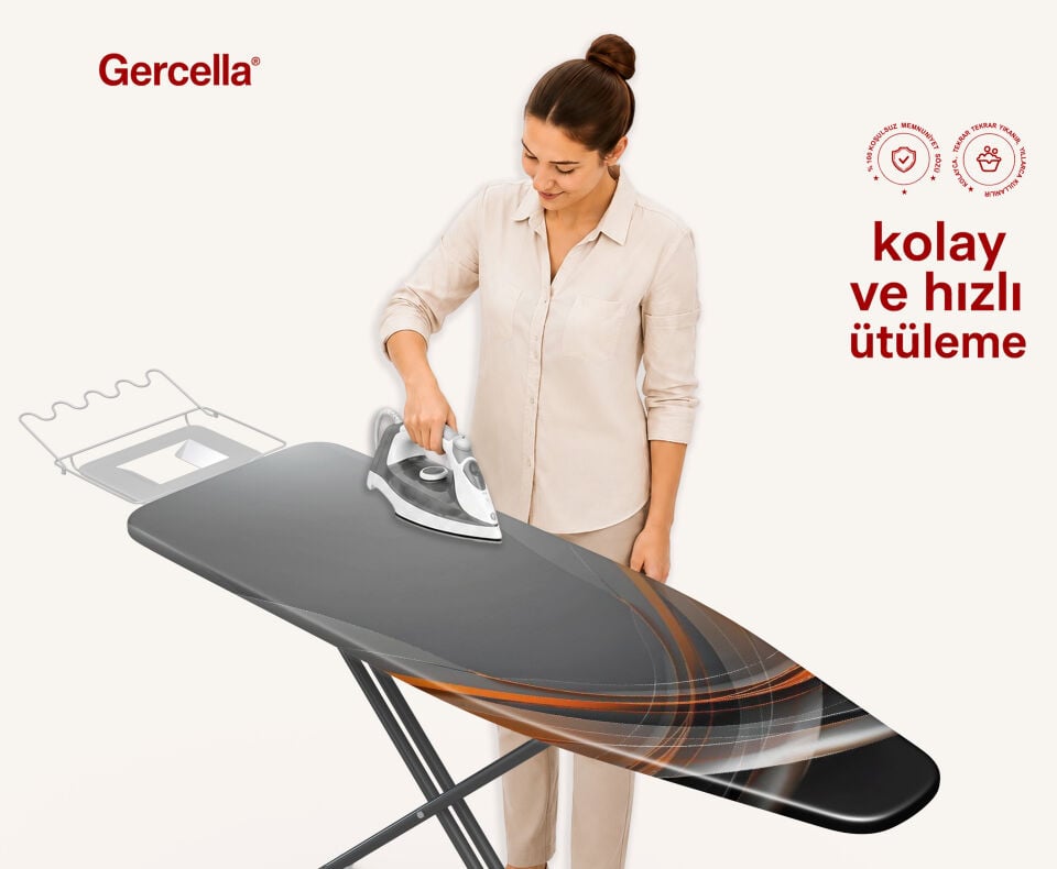 (HEDİYELİ)GERCELLA NUMBER ONE TURUNCU ÜTÜ MASASI KILIFI BEZİ ÖRTÜSÜ ÜTÜ MASASI VE AKSESUARI IRONING BOARD COVER