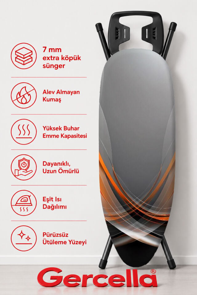 (HEDİYELİ)GERCELLA NUMBER ONE TURUNCU ÜTÜ MASASI KILIFI BEZİ ÖRTÜSÜ ÜTÜ MASASI VE AKSESUARI IRONING BOARD COVER