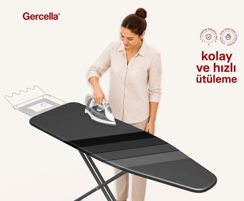 (HEDİYELİ)NİRVANA GREY ÜTÜ MASASI KILIFI BEZİ ÖRTÜSÜ ÜTÜ MASASI VE AKSESUARI IRONING BOARD COVER