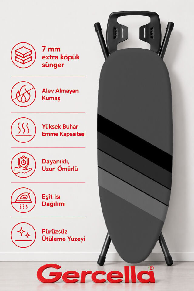 (HEDİYELİ)NİRVANA GREY ÜTÜ MASASI KILIFI BEZİ ÖRTÜSÜ ÜTÜ MASASI VE AKSESUARI IRONING BOARD COVER
